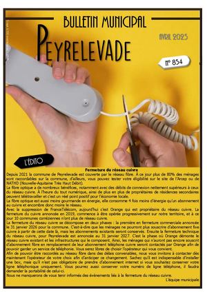 Bulletin Municipal Peyrelevade Avril 2025 N°854