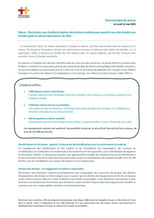 Communiqué de presse - Initiative lumière pour le Maroc