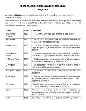 Definiciones De Didáctica