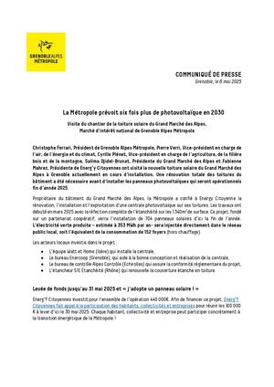 Climat / La Métropole prévoit 6 fois plus de photovoltaïque d'ici 2030