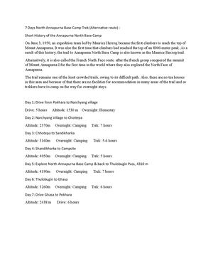 7 Days North Annapurna Base Camp Trek