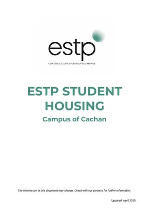 Student Housing 2025 2026 ESTP Cachan