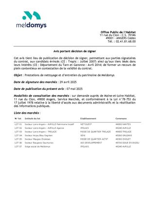Prestations de nettoyage et d'entretien