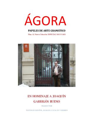 N 32 Edición Corregida Final ÁGora Papeles De Arte Gramático N 32 Nueva Colección Especial Mayo 2025 Homenaje A Joaquín Garrigós Bueno, Traductor