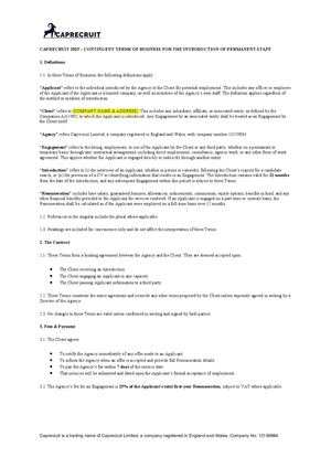 March 2025 Caprecruit Group Contingent Terms And Conditions