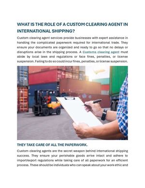 What Is The Role Of A Custom Clearing Agent In International Shipping?