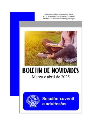Boletín de novidades. Sección xuvenil e adultos/as. Marzo e abril de 2025.