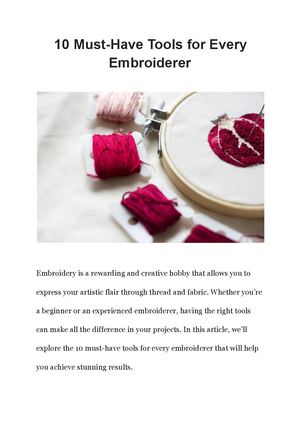 10 Must-Have Tools for Every Embroiderer