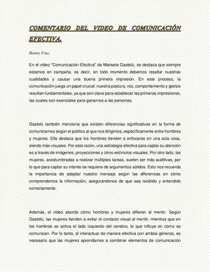 Comentario Del Video De Comunicación Efectiva Hann