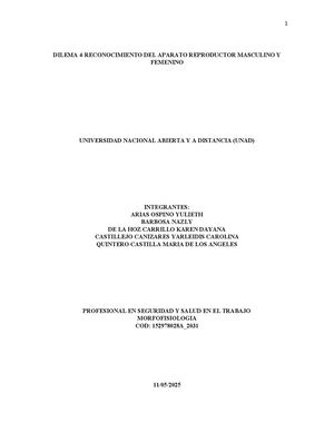 Dilema 4 RECONOCIMIENTO DEL APARATO REPRODUCTOR FEMENINO Y MASCULINO