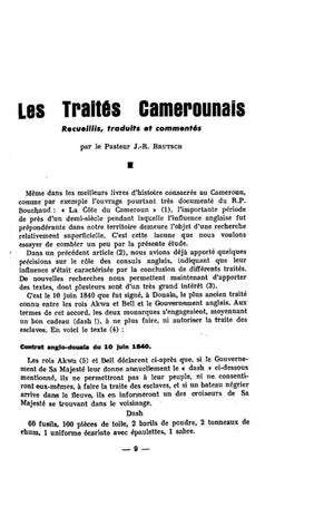 Traités Camerounais Recueillis, Traduits Et Commentés, Par Jean René Brutsch, In: Etudes Camerounaises, Num. 47 - 48, 1955