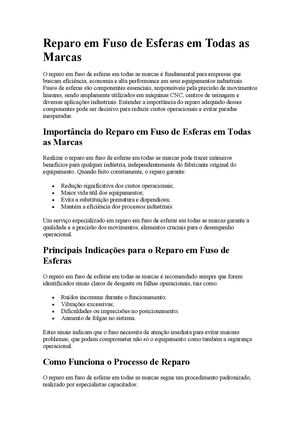 Reparo em Fuso de Esferas em Todas as Marcas