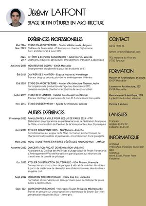 Cv Jérémy Laffont 2025