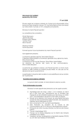 2025 04 01 - Projet de procès-verbal