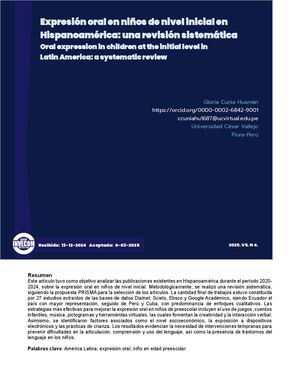 Expresión oral en niños de nivel inicial en Hispanoamérica: una revisión sistemática