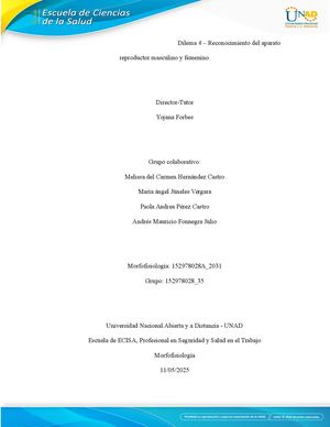 Dilema 4 – Reconocimiento Del Aparato Reproductor Masculino Y Femenino