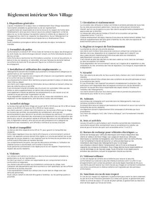 Reglement Interieur Slow Village Les Ponts De Cé Docx