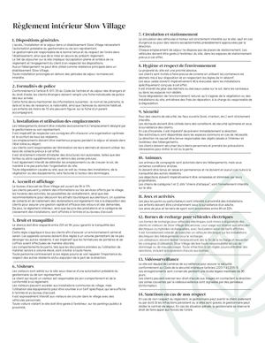 Reglement Interieur Slow Village Biscarrosse Docx