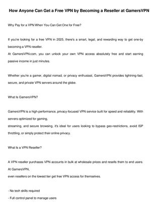 Free Vpn By Becoming A Reseller Gamers Vpn