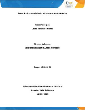 Laura Muñoz Anexo Tarea 4 Reconocimiento Y Presentación Anatómica