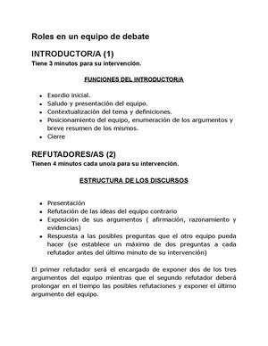 Roles en el debate