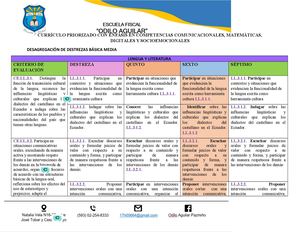 Destrezas Desagregadas Subnivel Medio