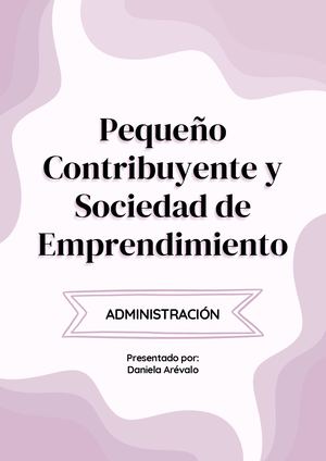 Administración Pequeño Contribuyente Y Sociedad De Emprendimiento