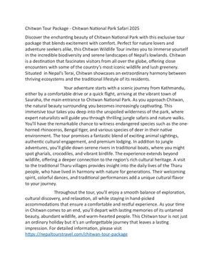 Chitwan Tour Package Chitwan National Park Safari 2025