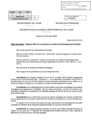 Rapport développement durable 2024