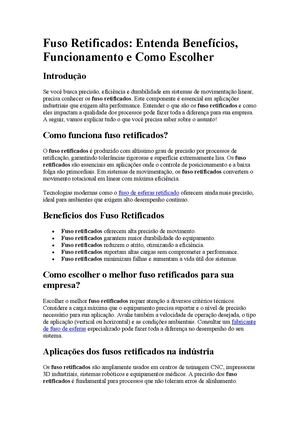 Fuso Retificados: Entenda Benefícios, Funcionamento e Como Escolher