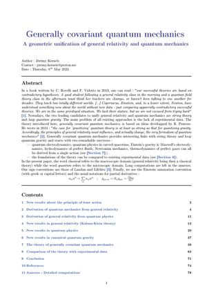 Generally Covariant Quantum Mechanics