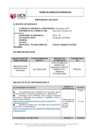 1 Sesión De Aprendizaje Blackboard, Trilce Y Correo Ucv Nueva