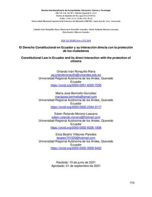 Dialnet El Derecho Constitucional En Ecuador Ysu Interaccion Dire 8318870
