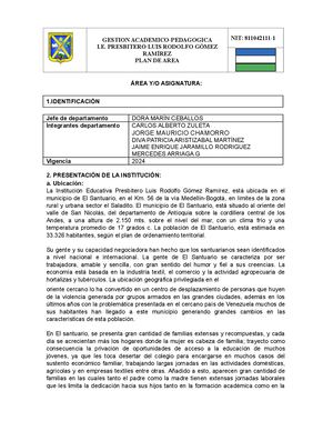 Plan De Area Etica Y Valores 2025