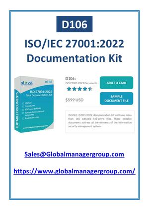 ISO IEC 27001 2022 Documentation Kit - Manual, Checklists, Templates