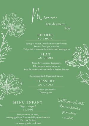 Menu - Fête des mères