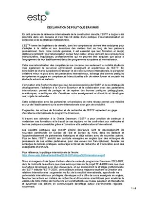 Déclaration De Politique Erasmus ESTP 21-27