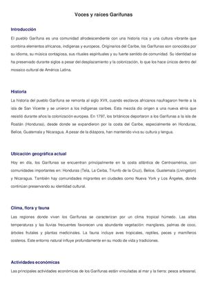 Voces Y Raices Garifunas