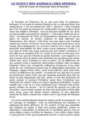 Seyit Ali Ceylan Spinoza & Les Animaux