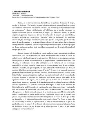 Barthes La Muerte Del Autor