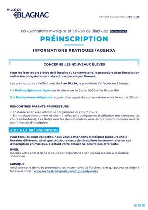 Conservatoire Pré-Inscription 2025 26