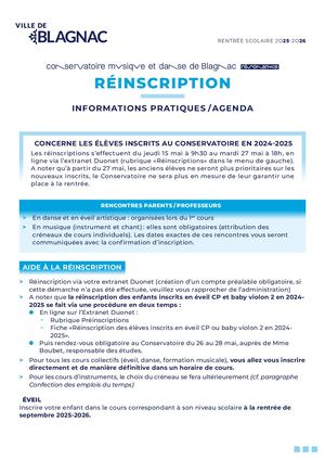 Conservatoire RéInscription 2025 26
