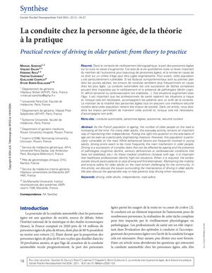 La conduite chez la personne âgée de la théorie à la pratique