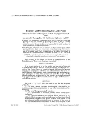 Ley Agentes Extranjeros De Eeeuu