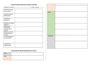 Ficha De Planificación De Mi Cuento