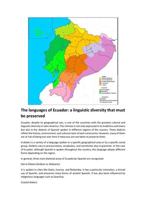 The Languages Of Ecuador
