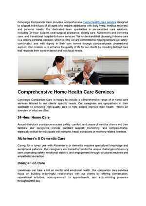 Concierge Companion Care - Compassionate Home Health Care Services in Stuart, FL