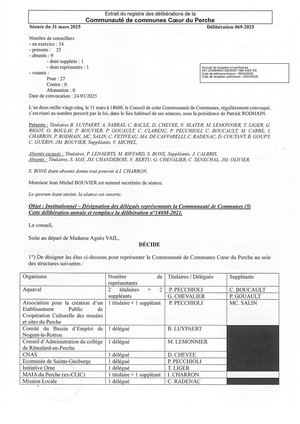 Délib 069 2025 - Institutionnel - Désignation Des Délégués Représentants La Communauté De Communes VISEE