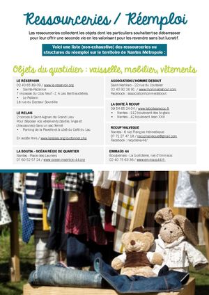 Ressourcerie / Reemploi : listes des structures sur le territoire