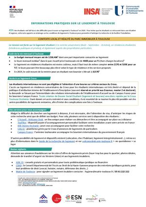 [Insa Toulouse] Informations Pratiques Sur Le Logement à Toulouse (Fr)